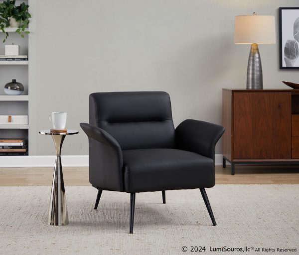 Petal Black Faux Leather Contemporary Accent Chair