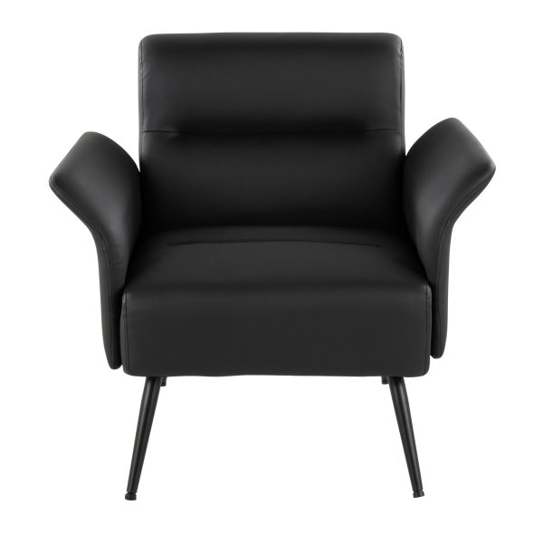 Petal Black Faux Leather Contemporary Accent Chair 7