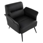 Petal Black Faux Leather Contemporary Accent Chair