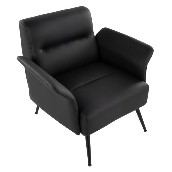 Petal Black Faux Leather Contemporary Accent Chair 8
