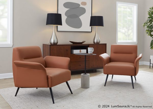 Petal Camel Faux Leather Black Metal Contemporary Accent Chair 1
