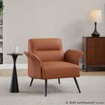 Petal Camel Faux Leather Black Metal Contemporary Accent Chair