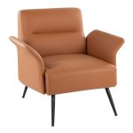 Petal Camel Faux Leather Black Metal Contemporary Accent Chair