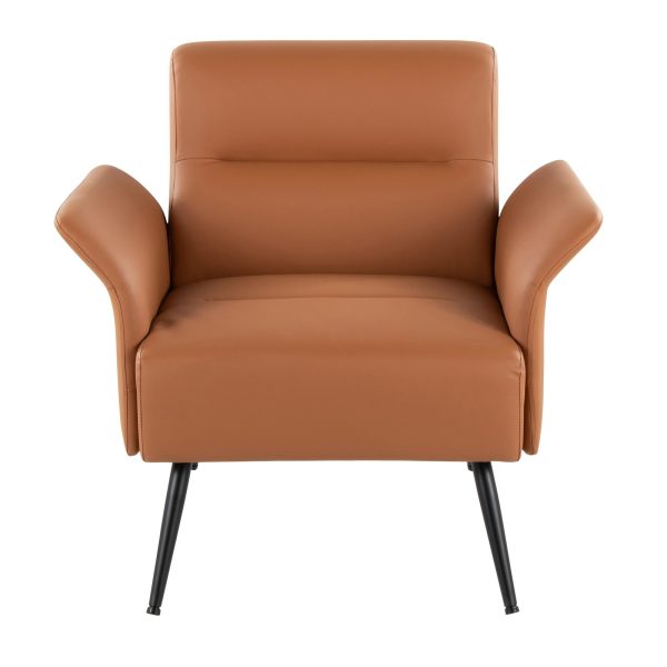Petal Camel Faux Leather Black Metal Contemporary Accent Chair 6