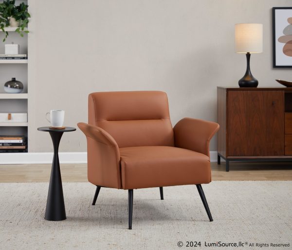 Petal Camel Faux Leather Black Metal Contemporary Accent Chair