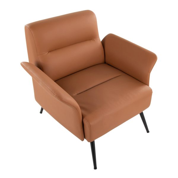 Petal Camel Faux Leather Black Metal Contemporary Accent Chair 7