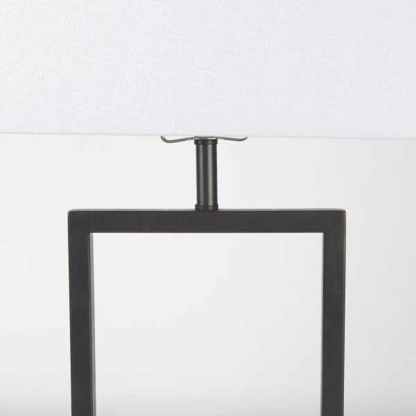 Peyton 14.0L x 9.0W x 26.2H Black Metal WMarble Cube and White Shade Table Lamp 6