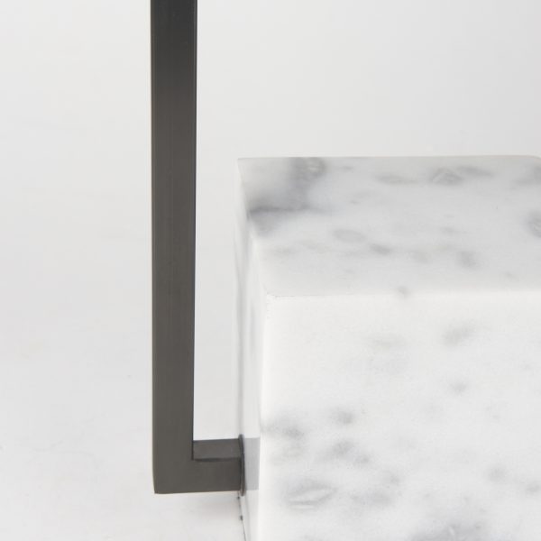 Peyton 14.0L x 9.0W x 26.2H Black Metal WMarble Cube and White Shade Table Lamp 7