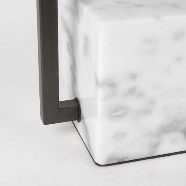Peyton 14.0L x 9.0W x 26.2H Black Metal WMarble Cube and White Shade Table Lamp 8