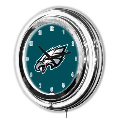 Philadelphia Eagles 14" Neon Chrome Clock