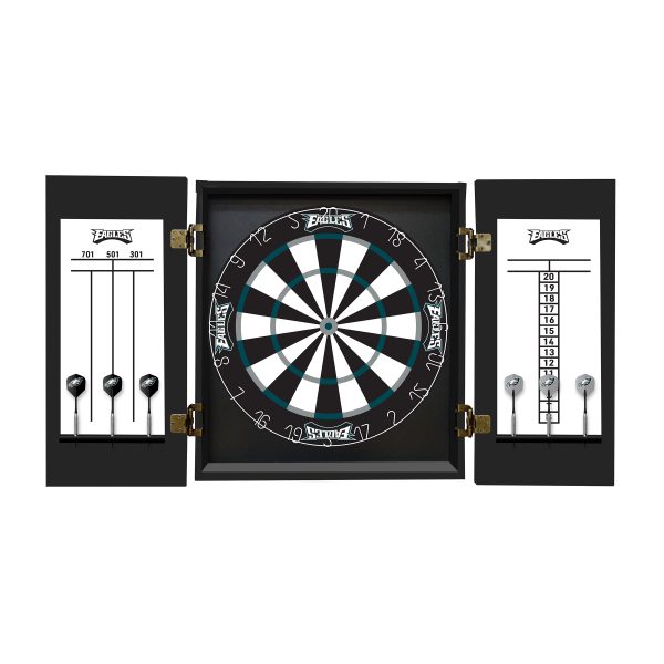 Philadelphia Eagles Bristle Dartboard Cabinet Set 6