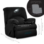 Philadelphia Eagles Embroidered Black Microfiber Rocker Recliner Made in USA