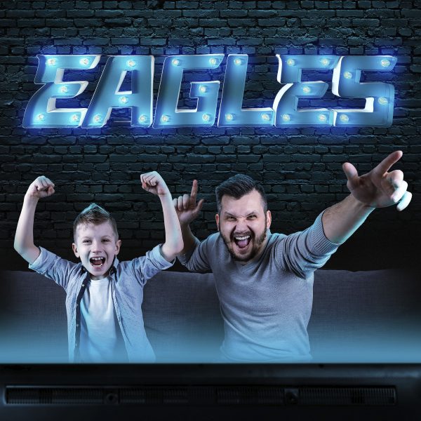 Philadelphia Eagles Lighted Recycled Metal Wordmark Logo Sign 4