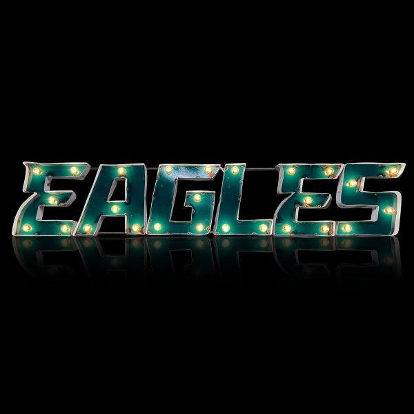 Philadelphia Eagles Lighted Recycled Metal Wordmark Logo Sign 5