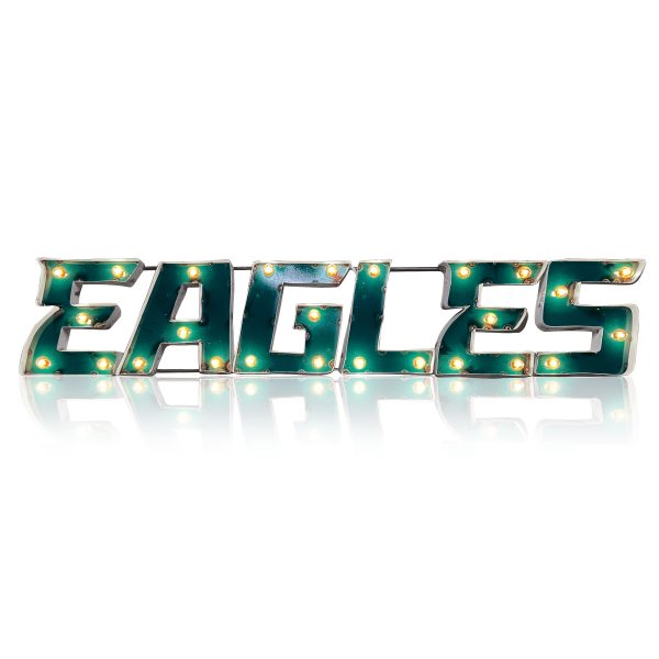 Philadelphia Eagles Lighted Recycled Metal Wordmark Logo Sign 7
