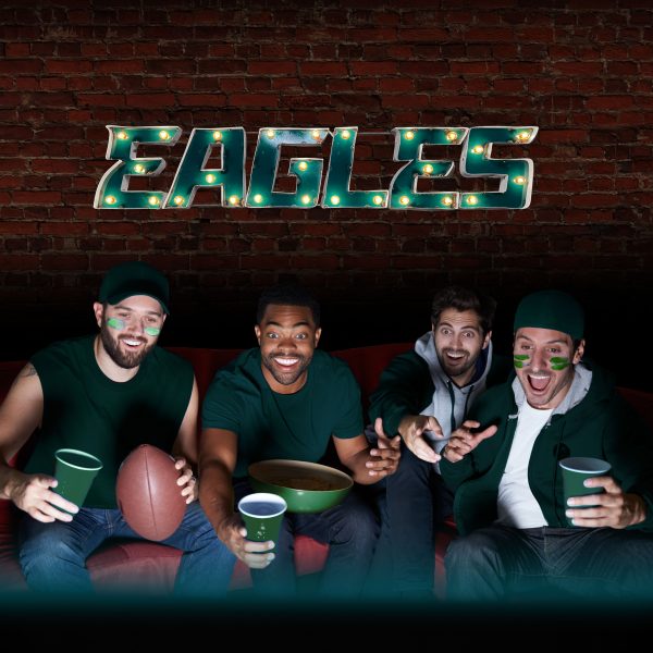 Philadelphia Eagles Lighted Recycled Metal Wordmark Logo Sign 8