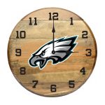 Philadelphia Eagles Oak Barrel Wall Clock NFL Licensed