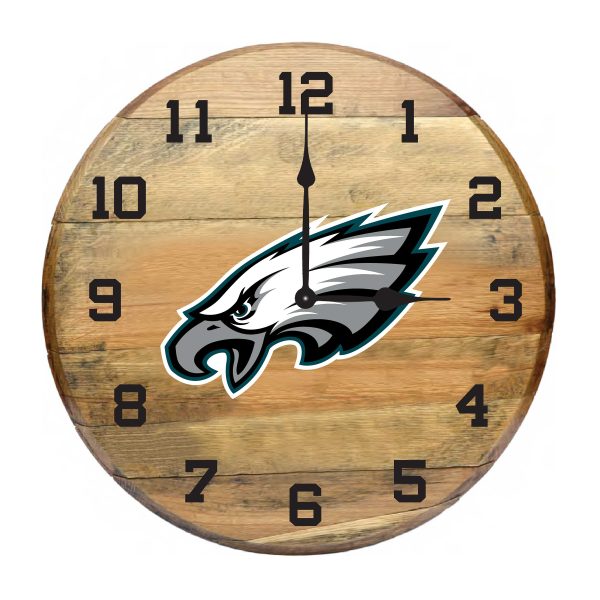 Philadelphia Eagles Oak Barrel Wall Clock NFL Licensed 2