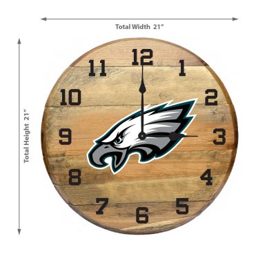 Philadelphia Eagles Oak Barrel Wall Clock NFL Licensed