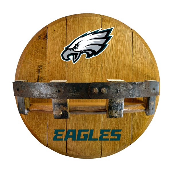 Philadelphia Eagles Oak Kentucky Whiskey Barrel Bar Shelf 1