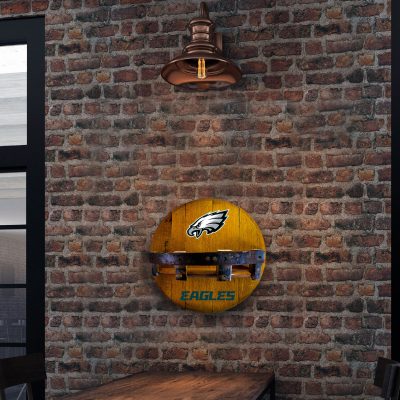 Philadelphia Eagles Oak Kentucky Whiskey Barrel Bar Shelf