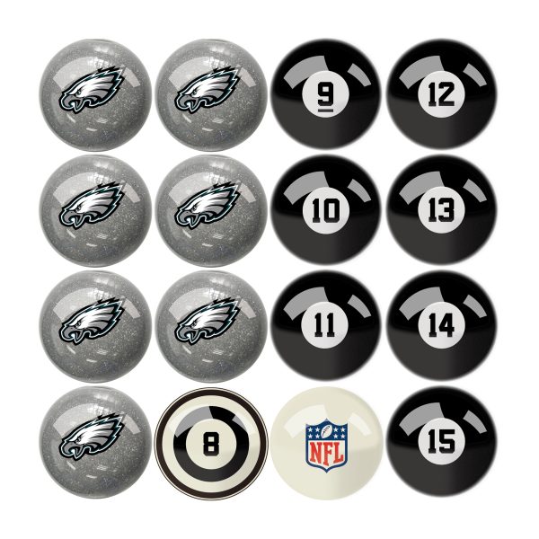 Philadelphia Eagles Regulation Billiard Ball Set With Numbers 6
