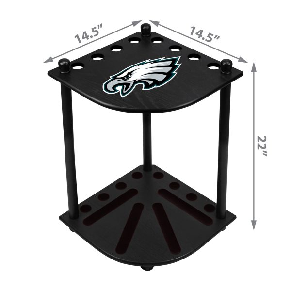 Philadelphia Eagles Solid Wood Corner Cue Rack