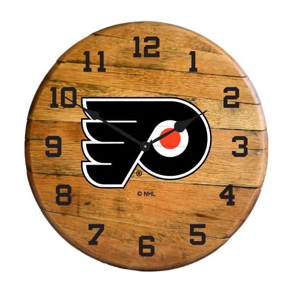 Philadelphia Flyers Oak Barrel Clock 2