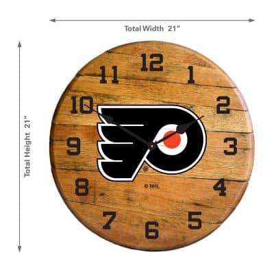 Philadelphia Flyers Oak Barrel Clock
