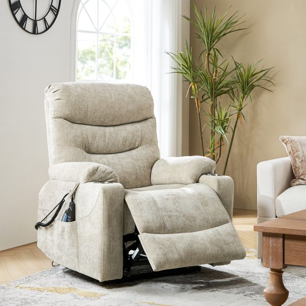 Philip Beige Oversized Power Lift Massage Recliner with USB 1