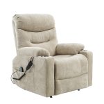 Philip Beige Oversized Power Lift Massage Recliner with USB