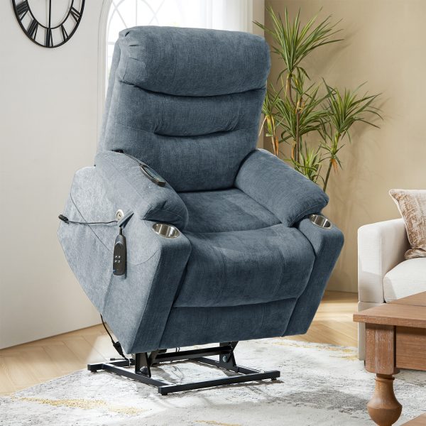 Philip Navy Power Lift Massage Recliner Oversized USB Ports 2