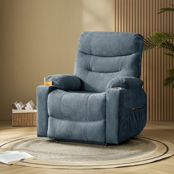 Philip Navy Power Lift Massage Recliner Oversized USB Ports 3