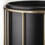 Pianta 13 x 21 Set of Two Black Metal Insert Brass Frame Plant Stands