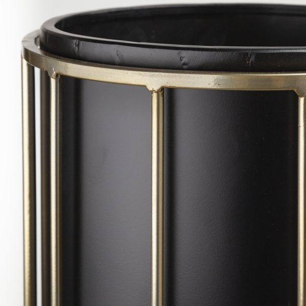 Pianta 13 x 21 Set of Two Black Metal Insert Brass Frame Plant Stands 3