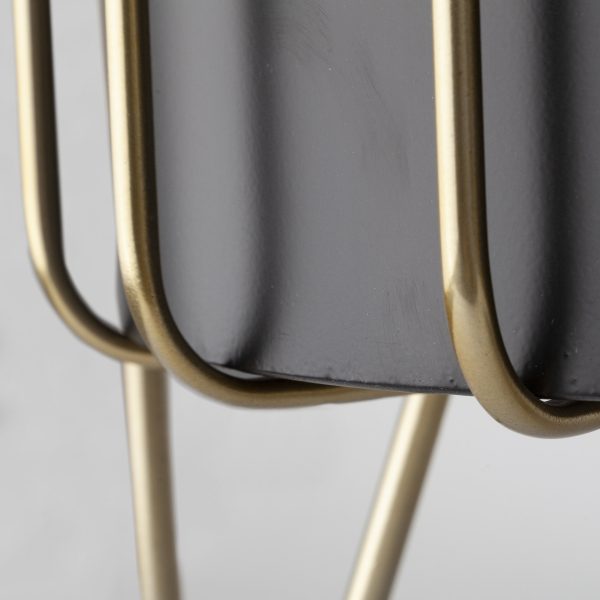 Pianta 13 x 21 Set of Two Black Metal Insert Brass Frame Plant Stands 4
