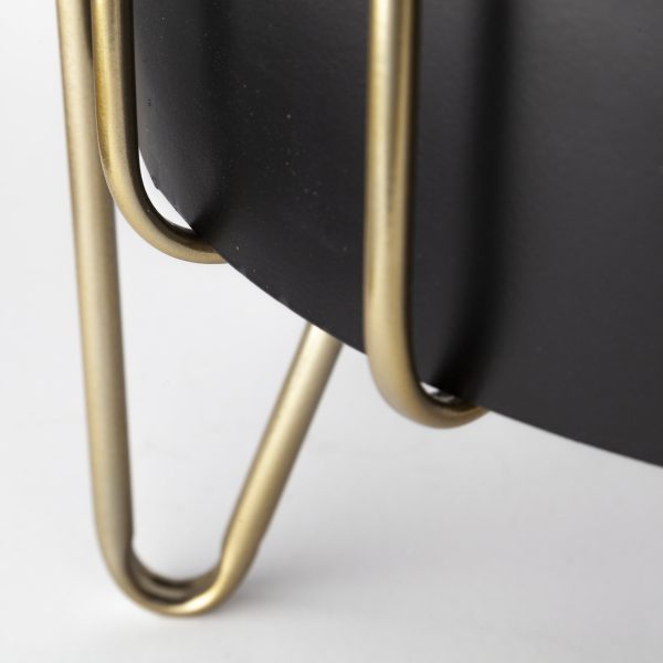 Pianta 13 x 21 Set of Two Black Metal Insert Brass Frame Plant Stands 5
