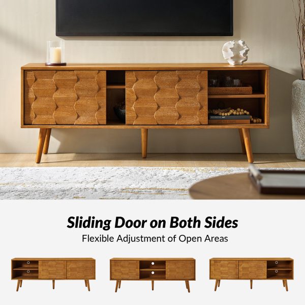 Pierre Acorn Mid Century Modern TV Stand with Geometric Door 3