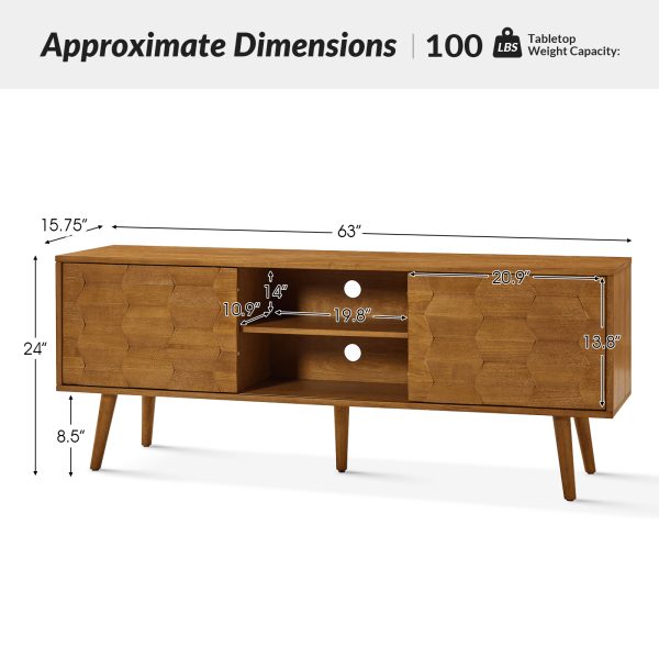 Pierre Acorn Mid Century Modern TV Stand with Geometric Door 4