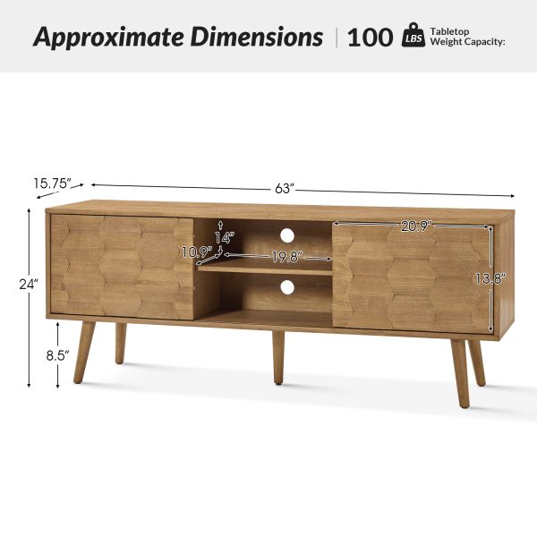 Pierre Seadrift Mid Century Modern TV Stand With Geometric Door 4