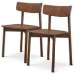 Brown Solid Wood Dining Chair Mid Century Modern (Set of 2)