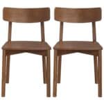 Brown Solid Wood Dining Chair Mid Century Modern (Set of 2)