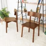 Brown Solid Wood Dining Chair Mid Century Modern (Set of 2)