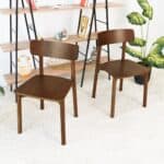 Brown Solid Wood Dining Chair Mid Century Modern (Set of 2)