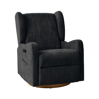 Pietro Black Electric Nursery Swivel Glider Recliner with USB