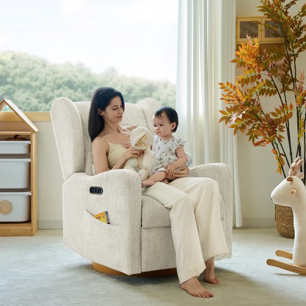 Pietro Ivory Electric Swivel Glider Recliner Nursery Chair 1