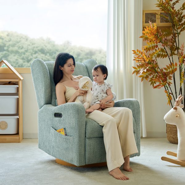 Pietro Sage Electric Nursery Swivel Glider Recliner Nightlight USB 1