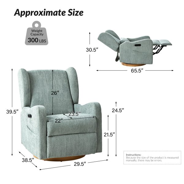 Pietro Sage Electric Nursery Swivel Glider Recliner Nightlight USB 2