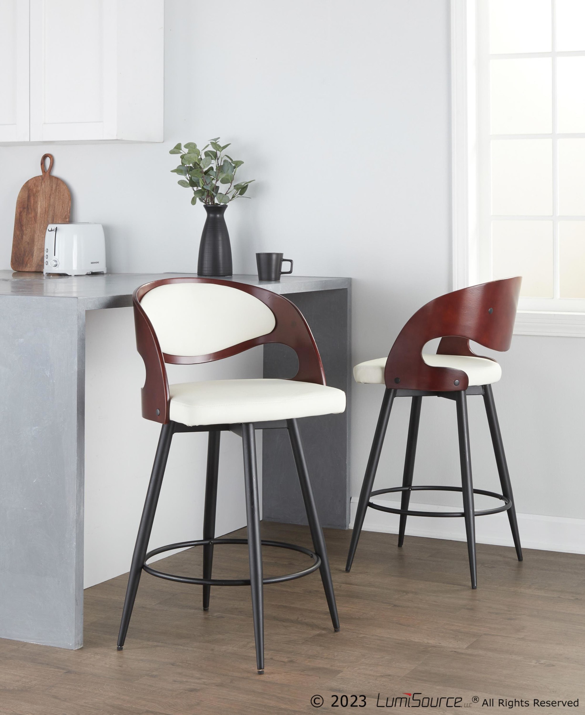 Pino 26 Mid-Century Modern Swivel Counter Stool (Set of 2) 3 Pino 26 Mid-Century Modern Swivel Counter Stool (Set of 2) - Image 3