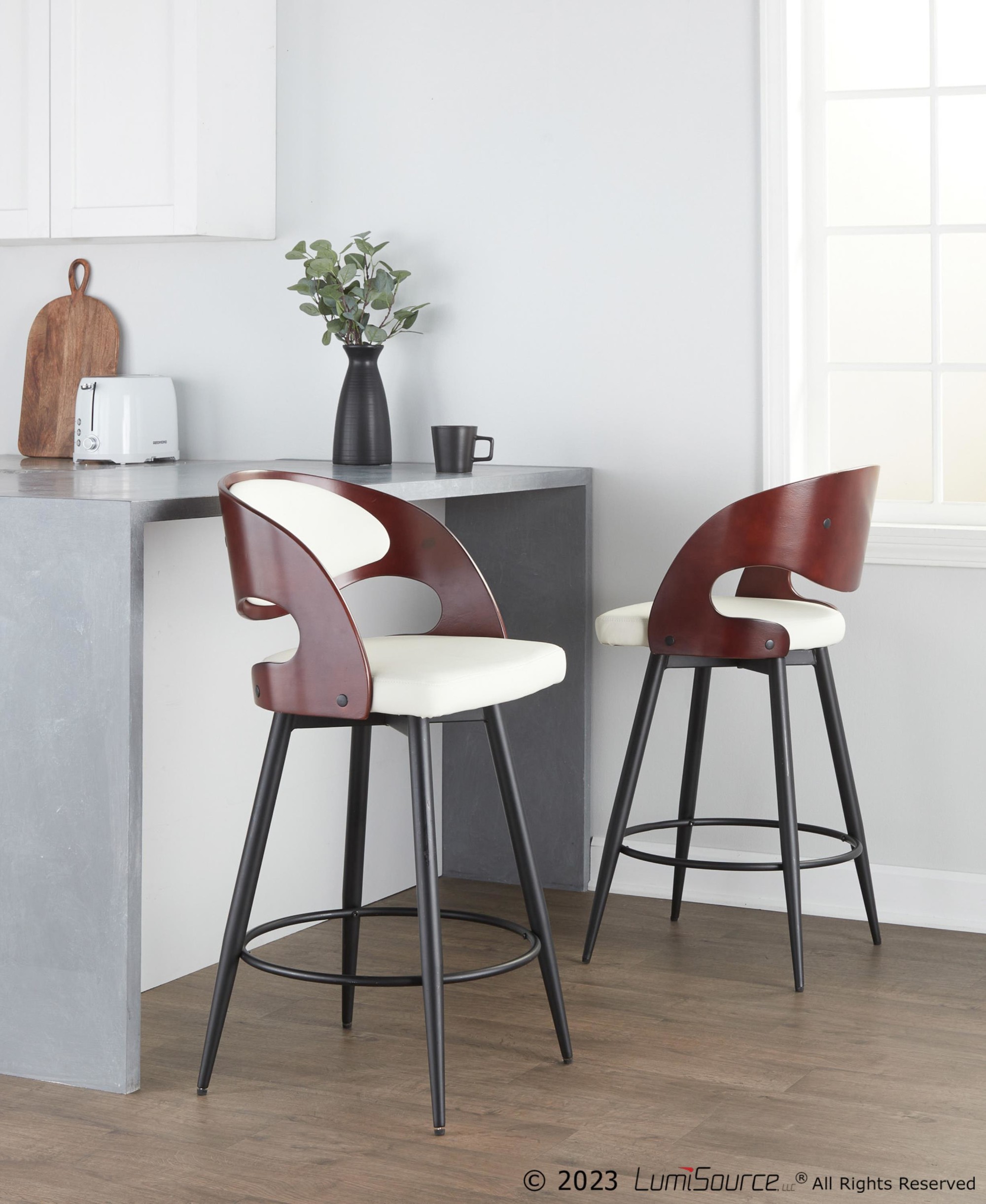 Pino 26 Mid-Century Modern Swivel Counter Stool (Set of 2) 4 Pino 26 Mid-Century Modern Swivel Counter Stool (Set of 2) - Image 4